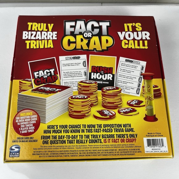 2011 Fact or Crap Board Game Family Game Trivia with Attitude, English Ages 12+ - Picture 15 of 16